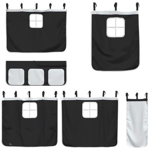 vidaXL Cortinas para Camas Altas poliéster Blanco y Negro