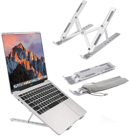 OVERMUST - Support Ordinateur Portable, Réglable 6 Niveaux, Ventilation Efficace, Antidérapant et Pliable