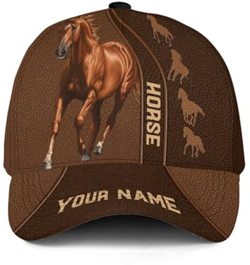 Hieprints Custom Baseball Cap, Horse Lover Hats Gift for Men Women, Trucker Hat Gorras para Animal Horse Riding (US, Alpha, One Size, Cap 1)