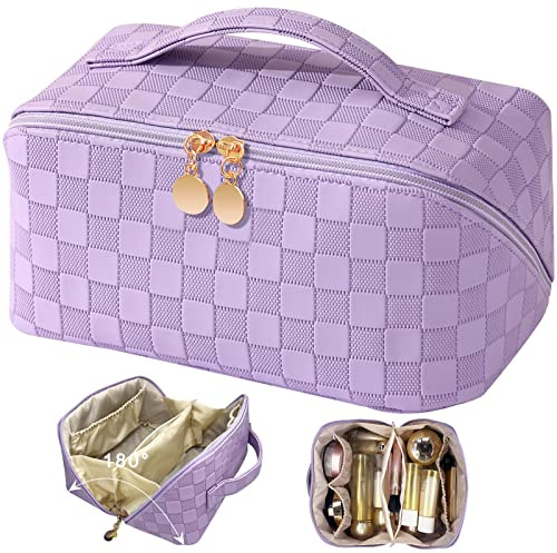 TOPALL Neceser Maquillaje Grande, Neceser Viaje Mujer de PU Cuero Neceser Cuero,Makeup Bag,XXL Organizador Bolsa de Aseo para Maquillaje Necessaire Viajes Accesorios de Mujer