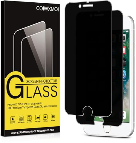 Coiwxmoi Privacy Pellicola Protettiva per iPhone 8/iPhone SE 2020/iPhone 7/SE 2022 2 Pezzi Vetro Temperato Anti-spia Durezza 9H Senza Bolle Anti-Graffio Ultra Resistente Anti-Spy Protezione Schermo