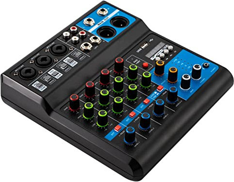 Mesa de mezclas, mezclador Bluetooth de 5 canales, amplificador de audio en vivo, amplificador de audio DJ, mezclador profesional con Bluetooth, USB, Mp3, estéreo, Dj Studio, para karaoke, canto, Ktv,