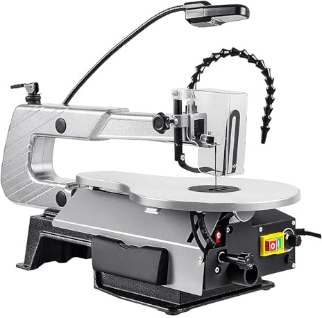 Scroll Saw 16 | 150W Copper Motor | Tilting Cast Aluminum Table | Stepless Speed Adjustment | Electric Fret Saw with LED Light and 20 Blades for Woodworking