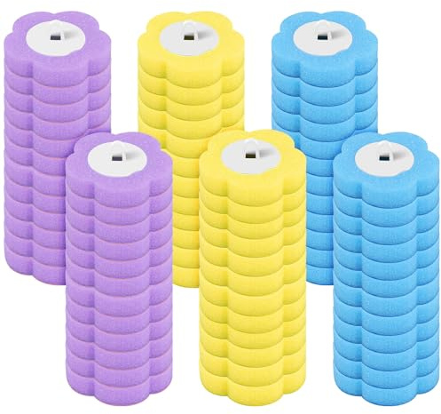 72 ricariche usa e getta per scopino WC, in spugna, ricariche per scopini da bagno per la pulizia della casa (blu, viola, giallo, 72 pezzi)