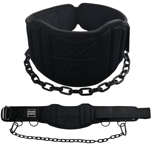 2-in-1 Weightlifting Belt & Dip Belt with 41 IN Steel Chain for Pull Up,Added Weight Training (Black, L(35-39))