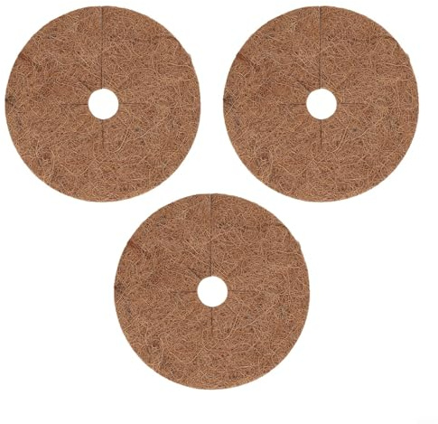 CYRENT Lot de 3 anneaux de paillage en fibre de coco naturelle pour pot de fleurs pour éliminer les mauvaises herbes et contrôler la température du sol (60 cm)