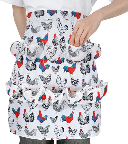 Bremorou Chicken Egg Collecting Apron 10 Pockets Chicken Egg Apron Eggs Gathering Aprons for Duck Goose Poultry Collection Women Adults Housewives Farmhouse Kitchen Restaurant Chickens Gift