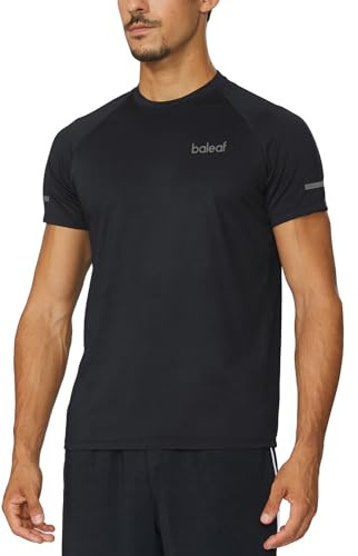 baleaf Men's Running Shirts Workout Short Sleeve Athletic Gym T-Shirt Quick Dry Black L