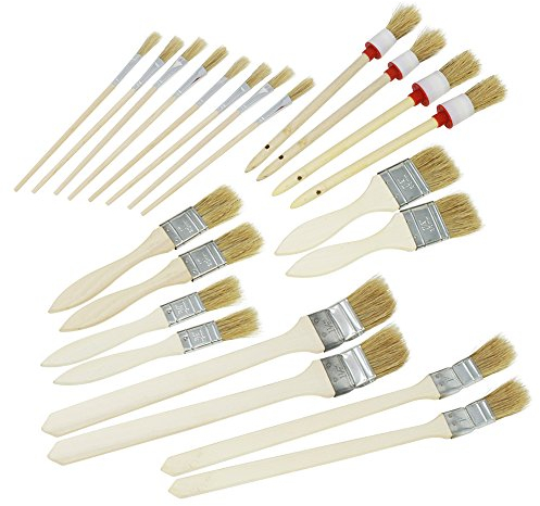 com-four® 22-teiliges Set Malerpinsel, Pinselset für Kunst und Malerarbeiten im Haus und Garten, Flach- und Rundpinsel in vielen Größen