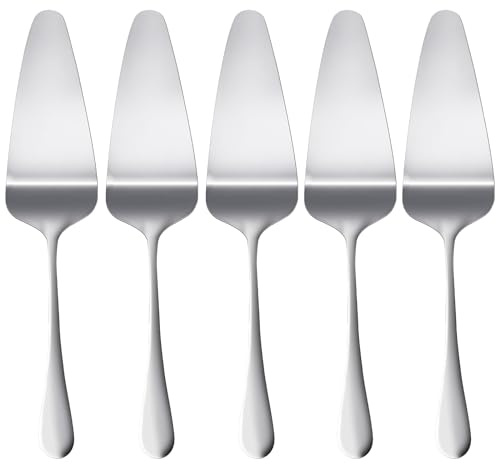 KSENDALO SUS304 Stainless Steel Pie Server Set of 5, Small Silver Spatula for Serving, Cutting& Serving Cakes, Pies, Pizzas & Desserts 9.05inch x 1.77inch - Perfect for Weddings, Birthdays &Parties