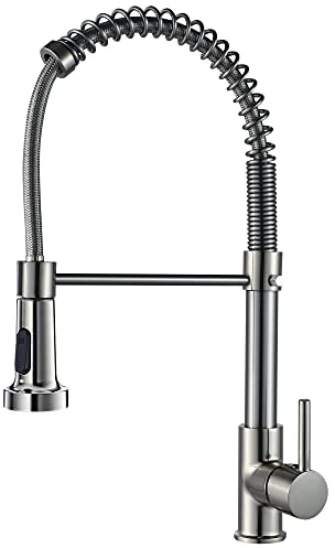 Rubinetto da cucina con molla a spirale, Miscelatore da cucina doccetta estraibile, Acqua fredda e calda girevole a 360°(nichel spazzolato)