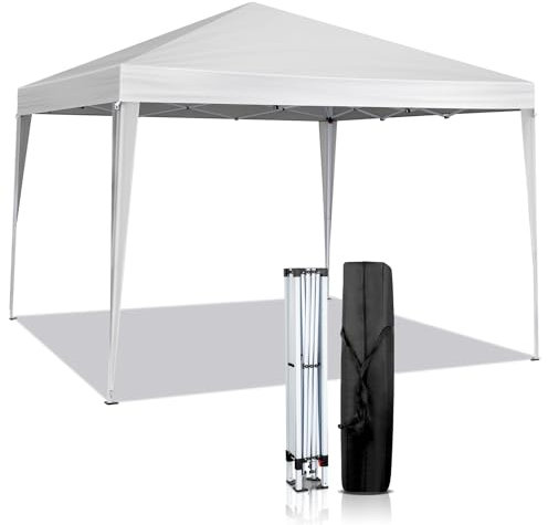 Tonnelle de Jardin Pliante 3x3m, Tente Réception Pliante Imperméable avec Sac de Transport pour Camping Festival Plage Jardin - Blanc