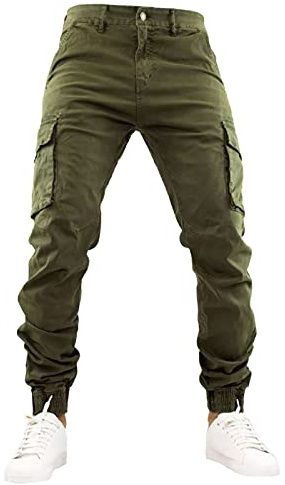 Toocool Pantalons pour Hommes, Pantalon Cargo en Coton pour Hommes, Pantalon avec Poches Latérales, Pantalons de Travail G6538 [34/TG 44,G6601 Vert]