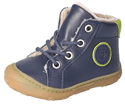 RICOSTA Unisex - Baby Lauflernschuhe Georgie,Kinder Boots,WMS:Mittel,lose Einlage,schnürstiefelchen,Booties,warm,gefüttert,Nautic (170),19 EU