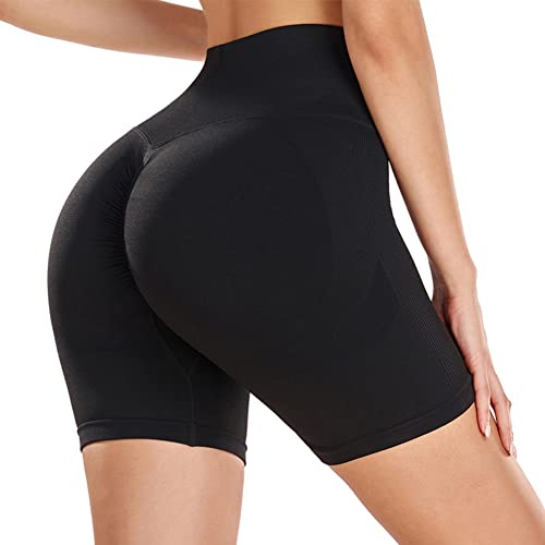 Somdiffy Leggins Cortos Mujer Push Up Mallas Cortas Cintura Alta Gym Shorts Deportivo Pantalones Cortos Butt Lifting para Mujer Fitness