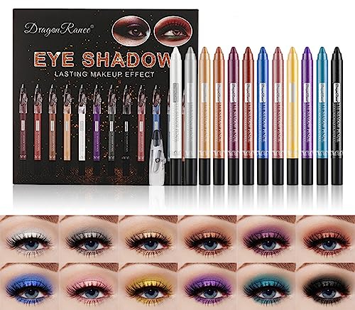 Holzsammlung 12 Pcs Crayon Fard À Paupières Étanche Bâton Shimmer Crème Stylo Créer Paillettes Maquillage Des Yeux, Facile à Utiliser