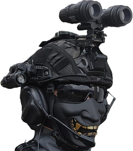 TS TAC-SKY Outdoor Gear With Headset & Binoculars & Goggles, Heavy Men's Full Set Of Paintball Protective Equipment Tactical Helmet Mask Sets(Sets d,L)