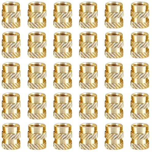 Tuercas Moleteadas de Latón,Insertos de Tuercas,Insertos Roscados de Ajuste Térmico,Tuercas Moleteadas de Rosca Hembra,M4 Insertos de Tuercas,para Piezas de Plástico en Piezas de Impresora 3D,30 Pcs