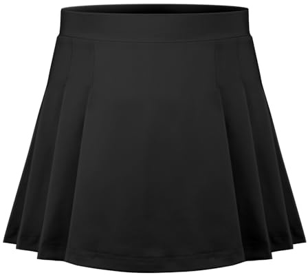 SPFASZEIV Ragazze Gonna Tennis con Tasche e Pantaloncini Incorporati Bambine Pieghettata Gonna da Golf Sportiva Uniforme Scolastica 8-9 Anni Nero