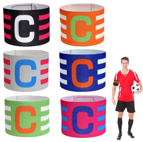 Shirene Kapitänsbinde,6 Stück Fußball kapitänsarmbänder für Erwachsene undJugendliche verstellbare Kapitänsbinde Kapitänsbinde Kinder elastische Sportarmbänder für Fußball,Fußball,Hockey,Rugby