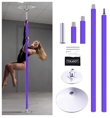 Pole Dance Stange Tanzstange aus Silikon, violett, Trainingsstange for Zuhause, Wohnungen, robustes, verstellbares Tanzstangen-Set for 2,7 m, 2,8 m, 3 m, 3,3 m hohe Decken(3.2M-3.7M(10.5ft-12.2ft))