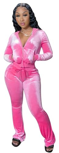 Long Sleeve Full-Zip Up Velvet Crop Tops Jacket Flared Pants Fall Lounge Matching Sets Sportswear Jogging Sweatsuit Pockets Womens 2 Piece Velour Hoodie Jogger Tracksuit Two Piece Outfits for Women