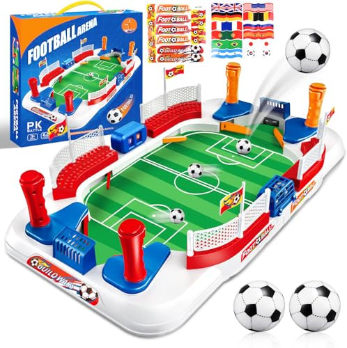 PATEMZON Calcio Balilla Giochi da Tavolo per Bambini 3+ Anni: Calcio Interattivo con 4 Palline e Adesivo con Bandiera Nazionale