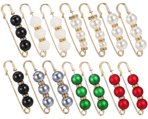 14 Stück Perlen Sicherheitsnadeln, Dekorative Broschennadeln Für Damen, Strass Sicherheitsnadeln, Pullover Schal Clips, Kein Nähen, Taillenspanner, Elegante Kleidung Accessoires