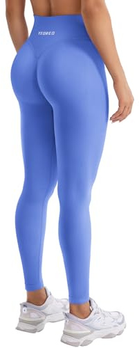 YEOREO Damen Sport Leggings Invisible Scrunch Butt Gym Leggings Hoch Taille Yoga Legging Booty Workout Leggings Booty Lifting Po Push Up Gym Sporthose Hellblau XS