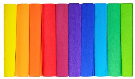 Netuno 10 rouleaux de papier crépon multicolore couleurs vives 200 x 25 cm papier crêpe décoratif pour bricolage décoration de fête DIY loisirs créatifs travaux manuels