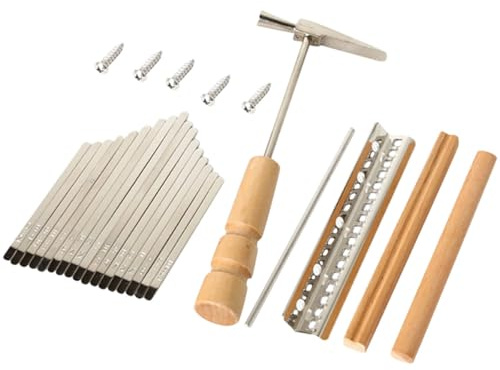 Thumb Piano DIY Accessories Set 17 Keys for Kalimba | Wood Metal Parts with Saddle, Bridge, Sleeper, Screws and Tuning Hammer, Boys and Girls Gift for Graduation Gifts
