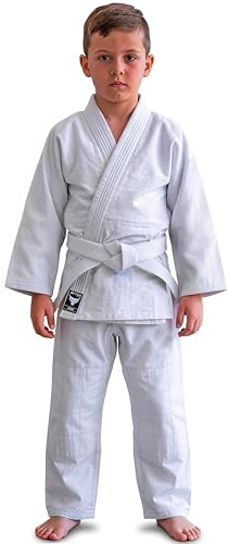 Mytra Fusion Judo Gi för barn – Junior judodräkt, slitstark judodräkt för träning och tävling – Hållbar kampsportsdräkt med förstärkta sömmar och bälte ingår