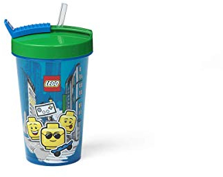 Room Copenhagen Becher mit Strohhalm Iconic, Junge, Plastic, Silicone, Blau/Grün, Einheitsgröße (1er Pack)