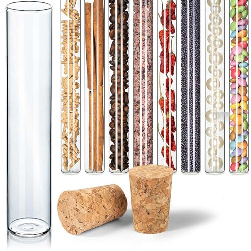 Tuuters 100x Flachbodenglas mit Press-Korken, Reagenzgläser mit flachem Boden, starkwandig (80 x Ø 30mm)