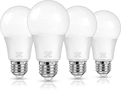 MAXvolador A19 LED Light Bulbs, 100 Watt Equivalent LED Bulbs, Daylight White 5000K, 1500LM, E26 Base, Non-Dimmable, 13W Bright LED Bulbs, 4-Pack