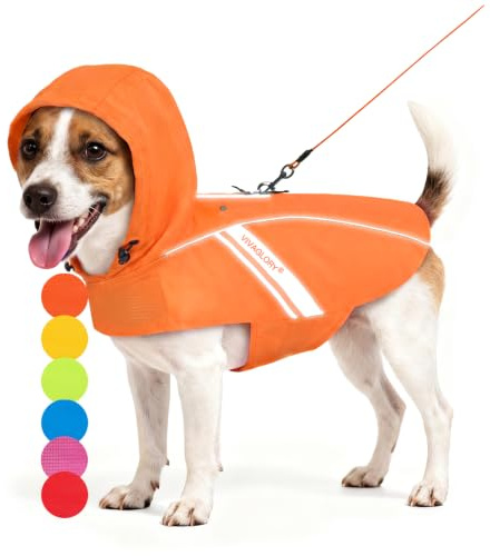 VIVAGLORY Dog Raincoat Wetoff Dog Rain Coat, S, Orange