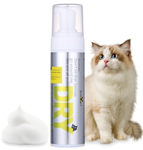 Mousse Shampooing Sec sans Rinçage GJYC PET pour Chiens et Chats | Shampooing pour Chien à Peau Sensible, Démangeaisons et Odeurs | 6,76 FL Oz (Pack de 1) | Contrôle de la Chute de Poils