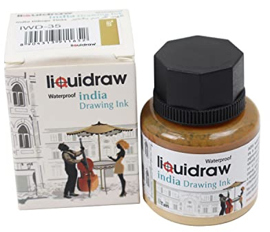 Liquidraw Inchiostro da disegno colorato India Ink, impermeabile, 20 colori assortiti, 35 ml inchiostri indiani per artisti (marrone chiaro)