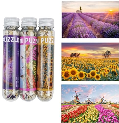 MISITU 3-pack 150-bitars minipussel för vuxna, blommiga