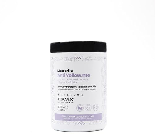 Termix - MASCARILLA MATIZANTE ANTI-YELLOW | 1000 ml | Con Extracto de Aceite de Marula y Aloe Vera | Enriquecida con Ingredientes Naturales | Libre de SLES, Parabenos y Siliconas | Eco-friendly