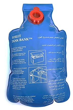 LOWENERGIE Toilet Water Saving Device Cistern Tank Bag Bank Flush Insert Dual Clip Hook (1 Pack)