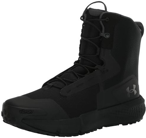 Under Armour UA Charged Valsetz Bottes tactiques pour hommes, chaussures de randonnée confortables, noir/noir/gris
