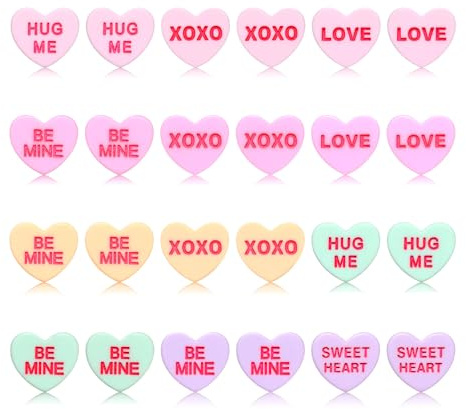 HZEYN 12 Pairs Valentines Day Earrings Candy Conversation Heart Stud Earrings XOXO LOVE BE MINE Heart Earrings Valentine's Day Gifts for Her (XO-BE MINE)