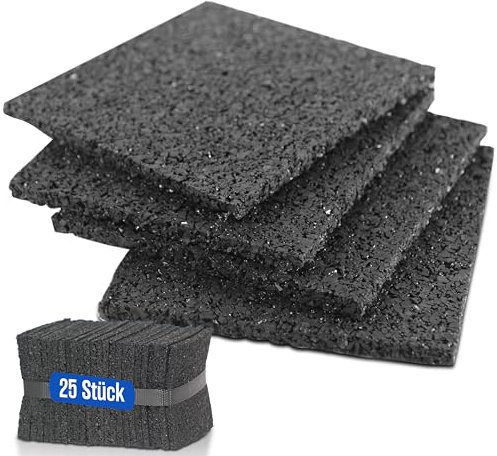 25 Stück Terrassenpads Gummiunterlage Bautenschutzmatte | 10 mm 120 x 120 mm | Größe auswählen