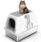 Stainless Steel Top Entry Litter Tray with Dog-Proof, Hooded Stainless Steel Litter Box with Filter Lid & Scoop for Low Tracking, Enclosed Cat Litter Boxes for Anti-Leakage Metal Litter Pan