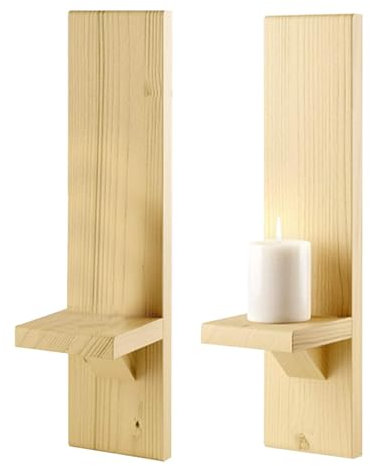 Niesel Portavelas de Pared de Madera, Portavelas de Pared rústico - Portavelas de Madera Decorativa - Candelabro de Pared de Madera, 2 uds., candelabros de Pared para Sala de Estar, decoración de