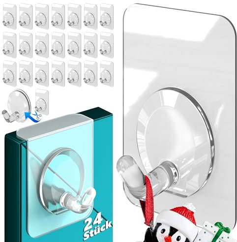 4smile Ganci adesivi trasparenti per telai e vetri – Set di 24 ganci per finestre da appendere – Sostegni autoadesivi flessibili e utilizzabili – Ganci per finestre – Decorazioni da fissare