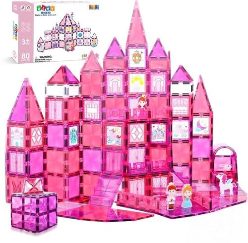 Olvy Montessori - Montessori - Giocattolo Montessori in piastrelle magnetiche per bambini, giocattolo di costruzione magnetico da 3 anni (principessa)