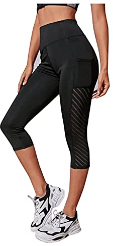 Legging 3/4 Femme Anti-Cellulite Push Up Yoga Taille Haute Elastique Pantalon de Sport Capri Amincissant Gainant Jegging Compression Opaque Course Collants Jogging, Yoga, Course à Pied