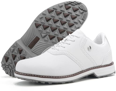 Rhyoam Golf Shoes Men Professional Golf Sneakers Male Outdoor Golfers Walking Shoes (White,13)